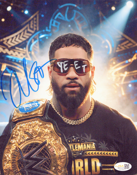 Jey Uso (metallic 8x10 photo) JSA COA FUNHOUSE METALLIC WWE autographed