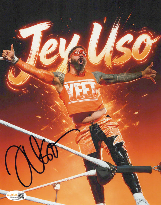 Jey Uso (metallic 8x10 photo) JSA COA FUNHOUSE METALLIC WWE autographed