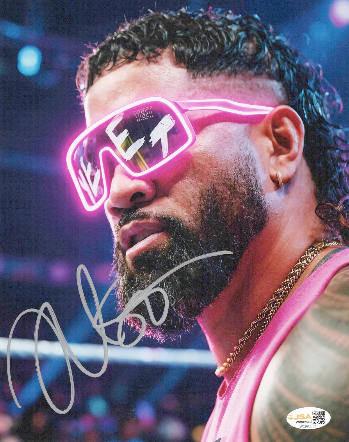 Jey Uso (metallic 8x10 photo) JSA COA FUNHOUSE METALLIC WWE autographed