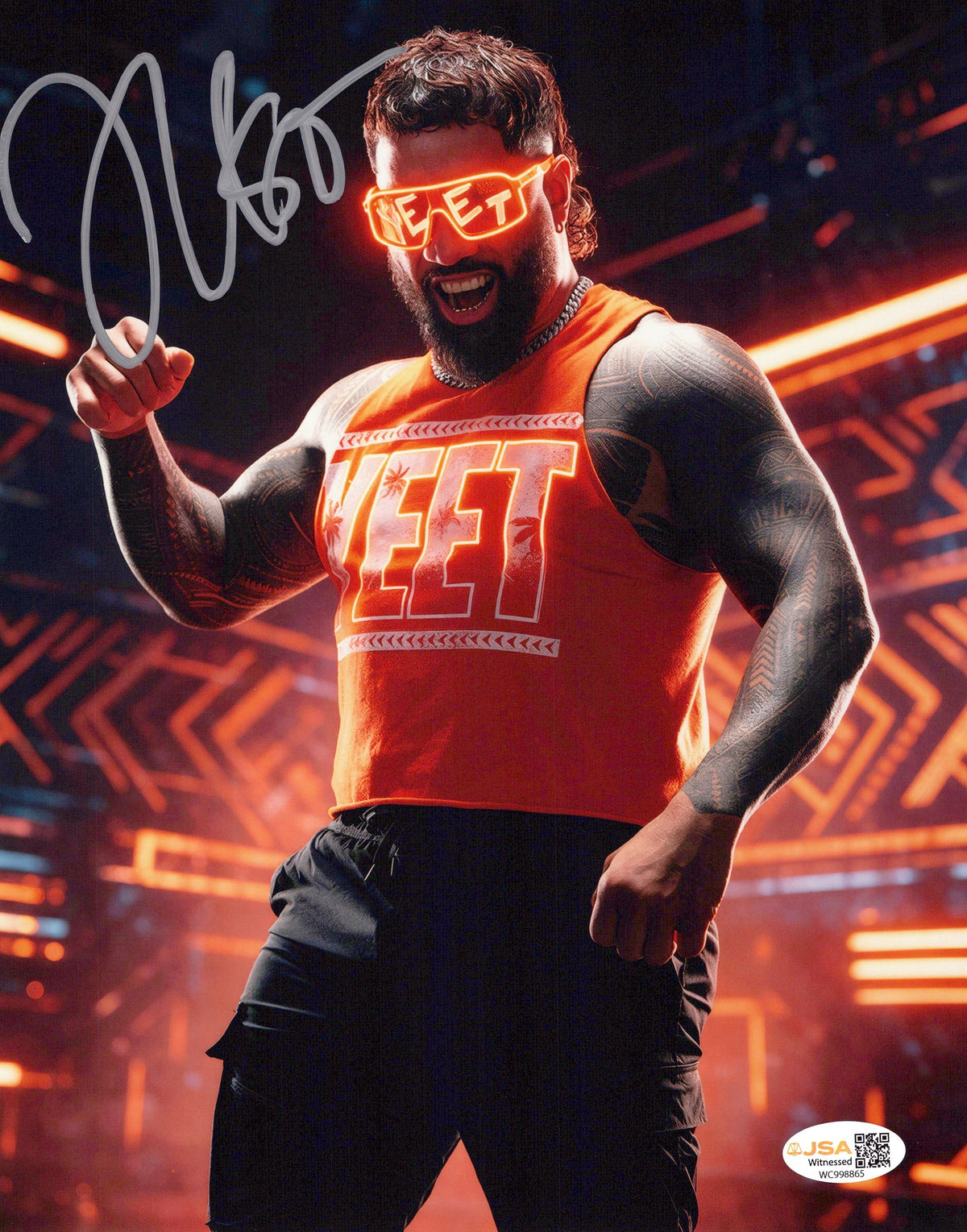 Jey Uso (metallic 8x10 photo) JSA COA FUNHOUSE METALLIC WWE autographed