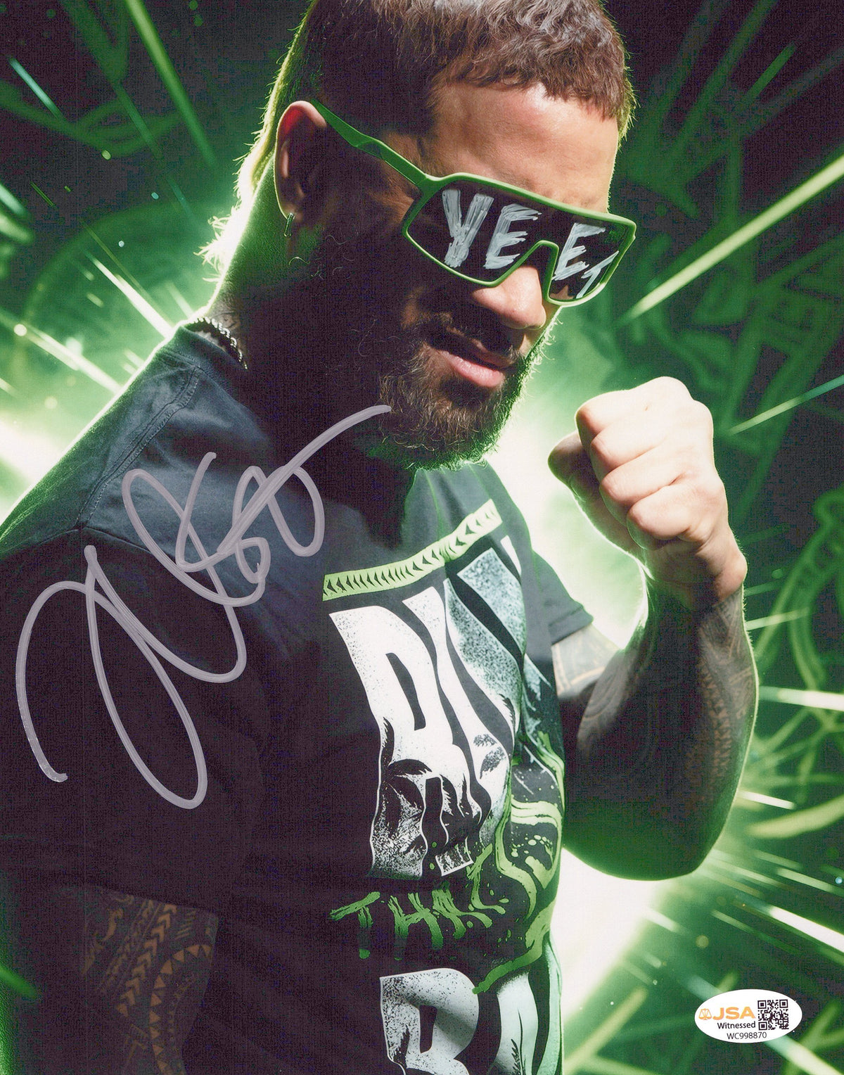 Jey Uso (metallic 8x10 photo) JSA COA FUNHOUSE METALLIC WWE autographed