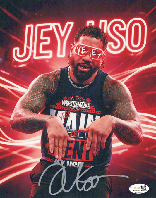 Jey Uso (metallic 8x10 photo) JSA COA FUNHOUSE METALLIC WWE autographed