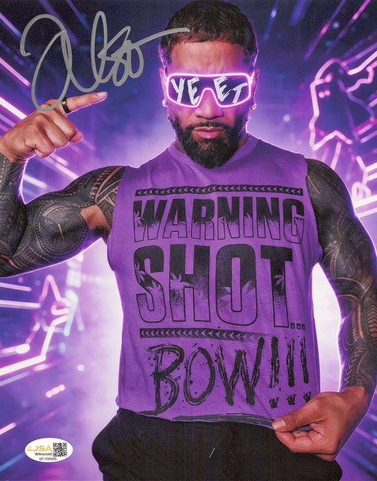 Jey Uso (metallic 8x10 photo) JSA COA FUNHOUSE METALLIC WWE autographed