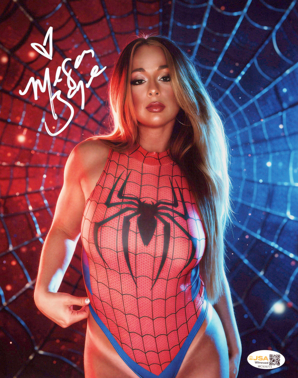 Megan Bayne (metallic 8x10 photo) FUNHOUSE JSA COA AEW autographed