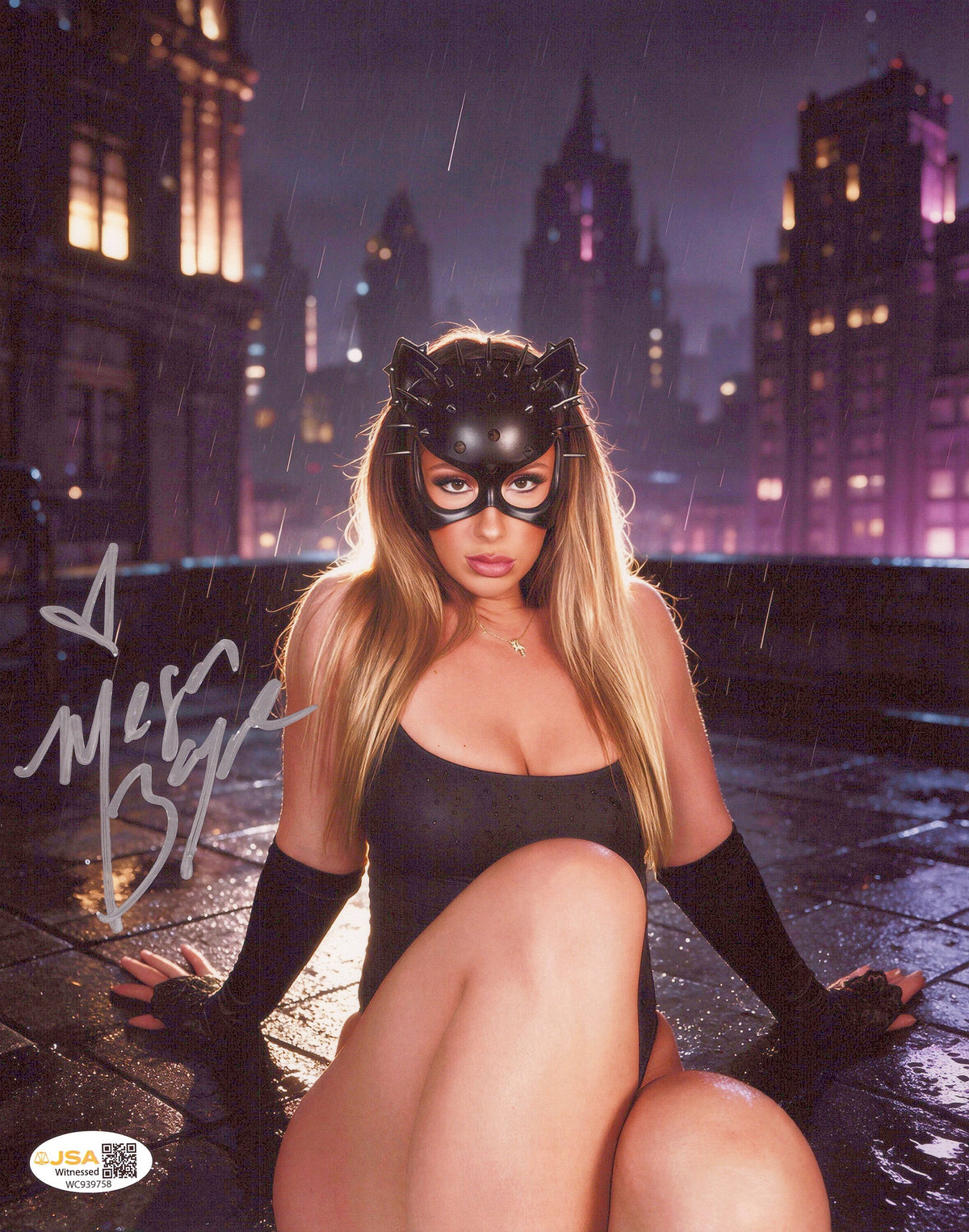 Megan Bayne (metallic 8x10 photo) FUNHOUSE JSA COA AEW autographed