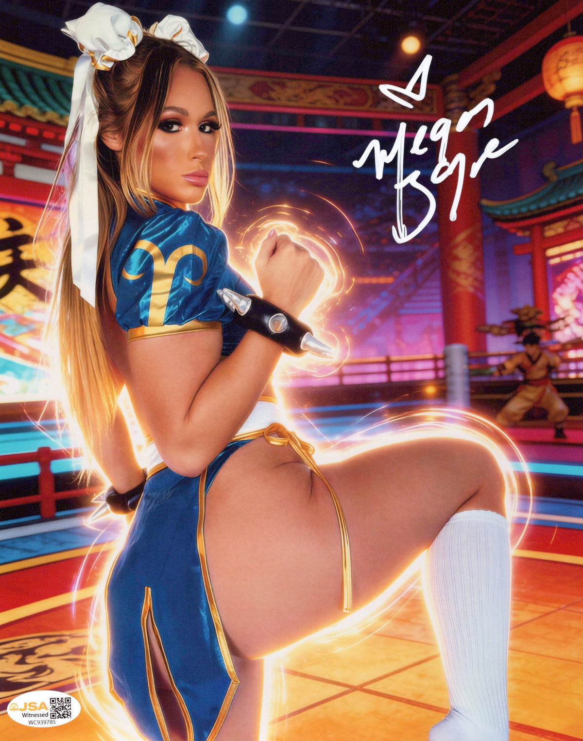 Megan Bayne (metallic 8x10 photo) FUNHOUSE JSA COA AEW autographed