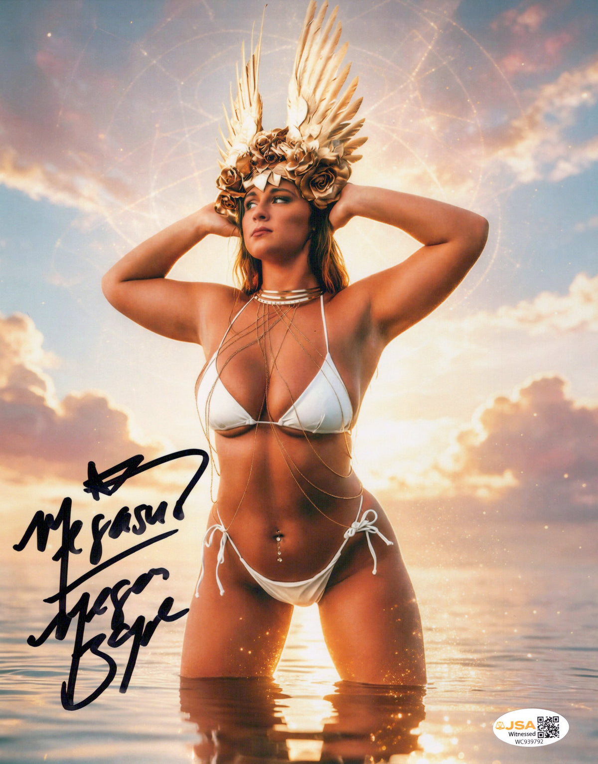 Megan Bayne (metallic 8x10 photo) FUNHOUSE JSA COA AEW autographed