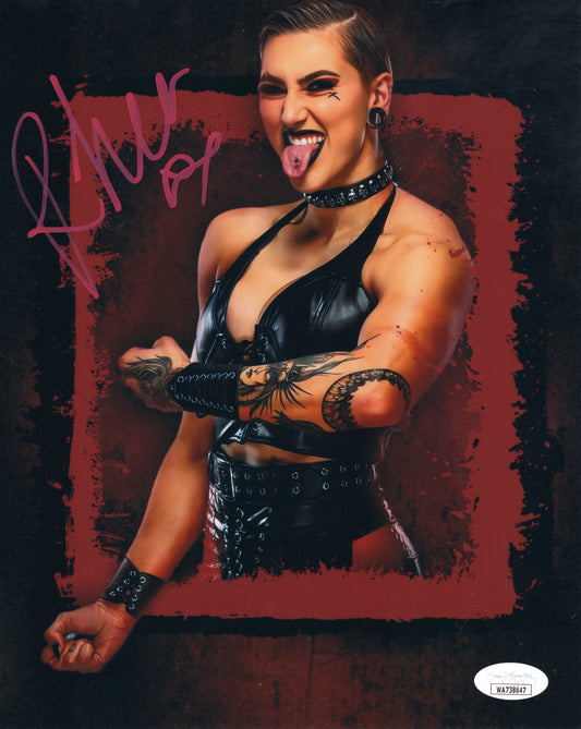 Rhea Ripley (8x10) wwe funhouse metallic jsa certed photo signed auto autographed