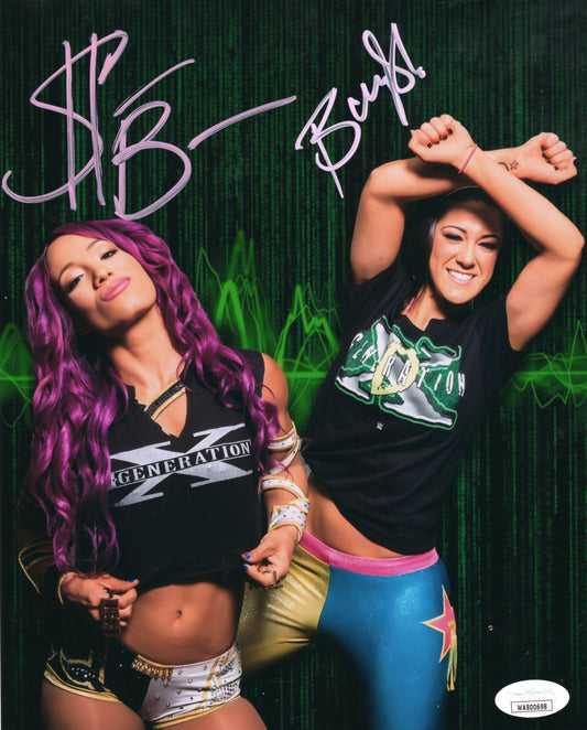 Bayley Sasha Banks DX (8x10) wwe funhouse metallic jsa certed photo signed auto autographed