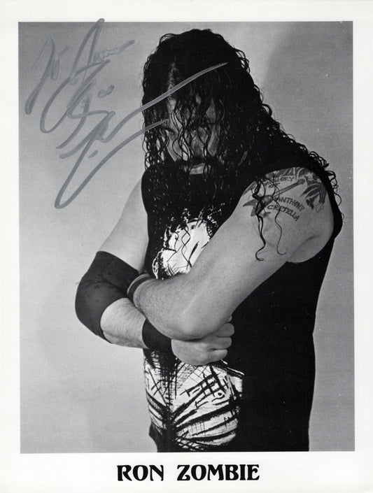 Ron Zombie RARE WWF 8.5x11 photo signed autographed