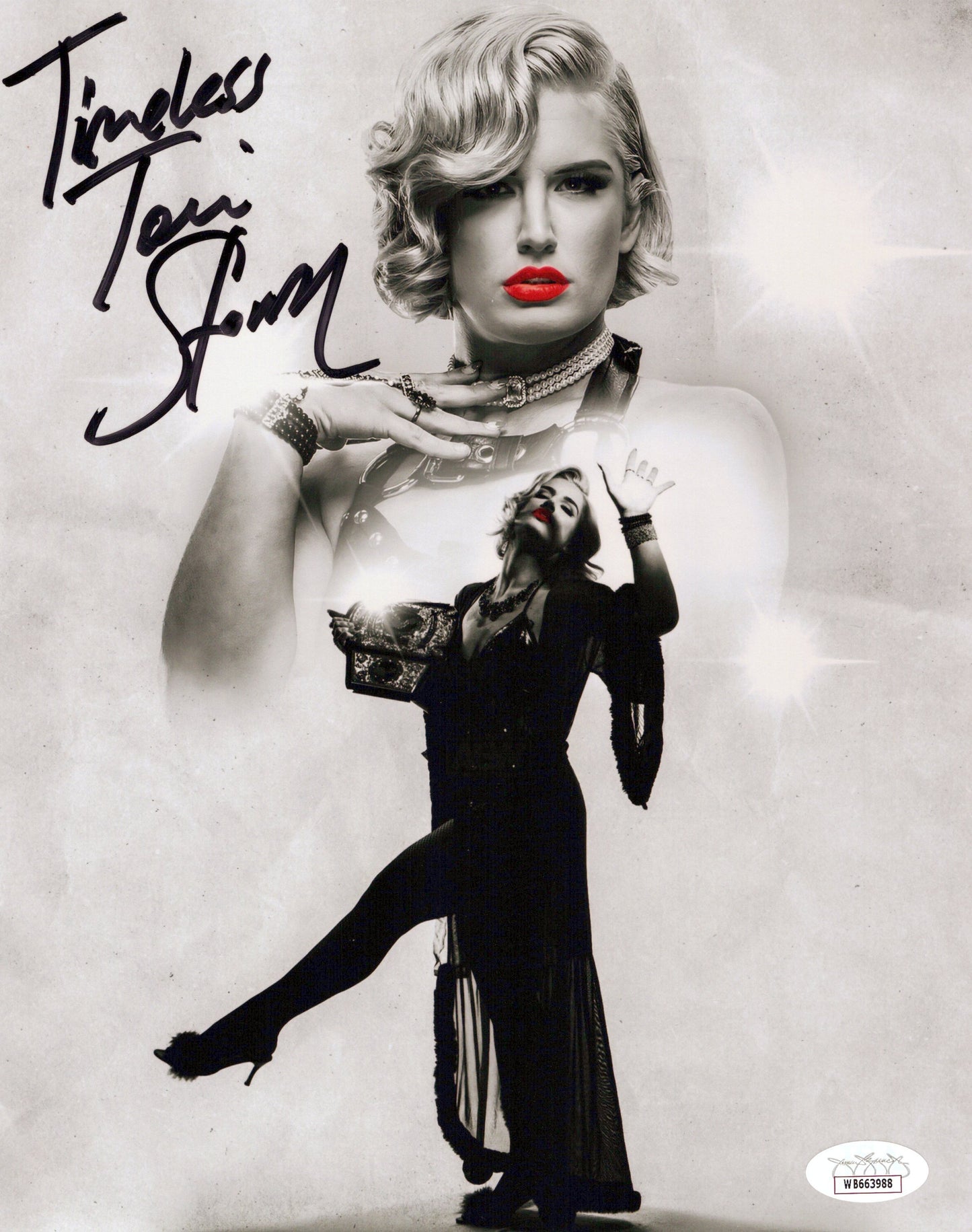 Timeless Toni Storm (metallic 8x10 photo) JSA COA funhouse AEW signed auto autograph