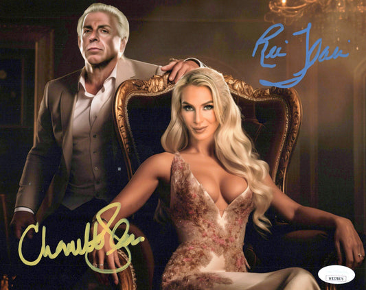 Ric Flair Charlotte Flair (8x10 metallic) jsa coa photo signed autographed WWE