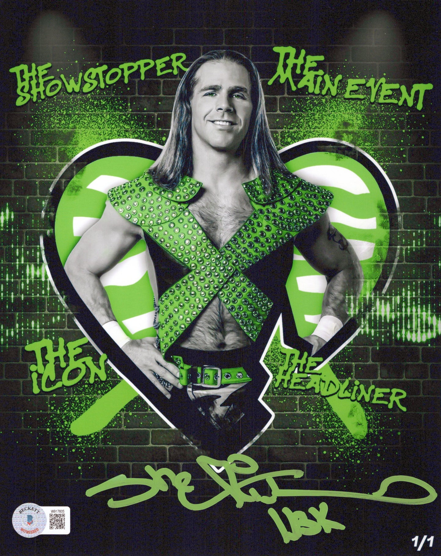 HBK Shawn Michaels (metallic 8x10) funhouse wwe beckett COA photo signed autographed RARE