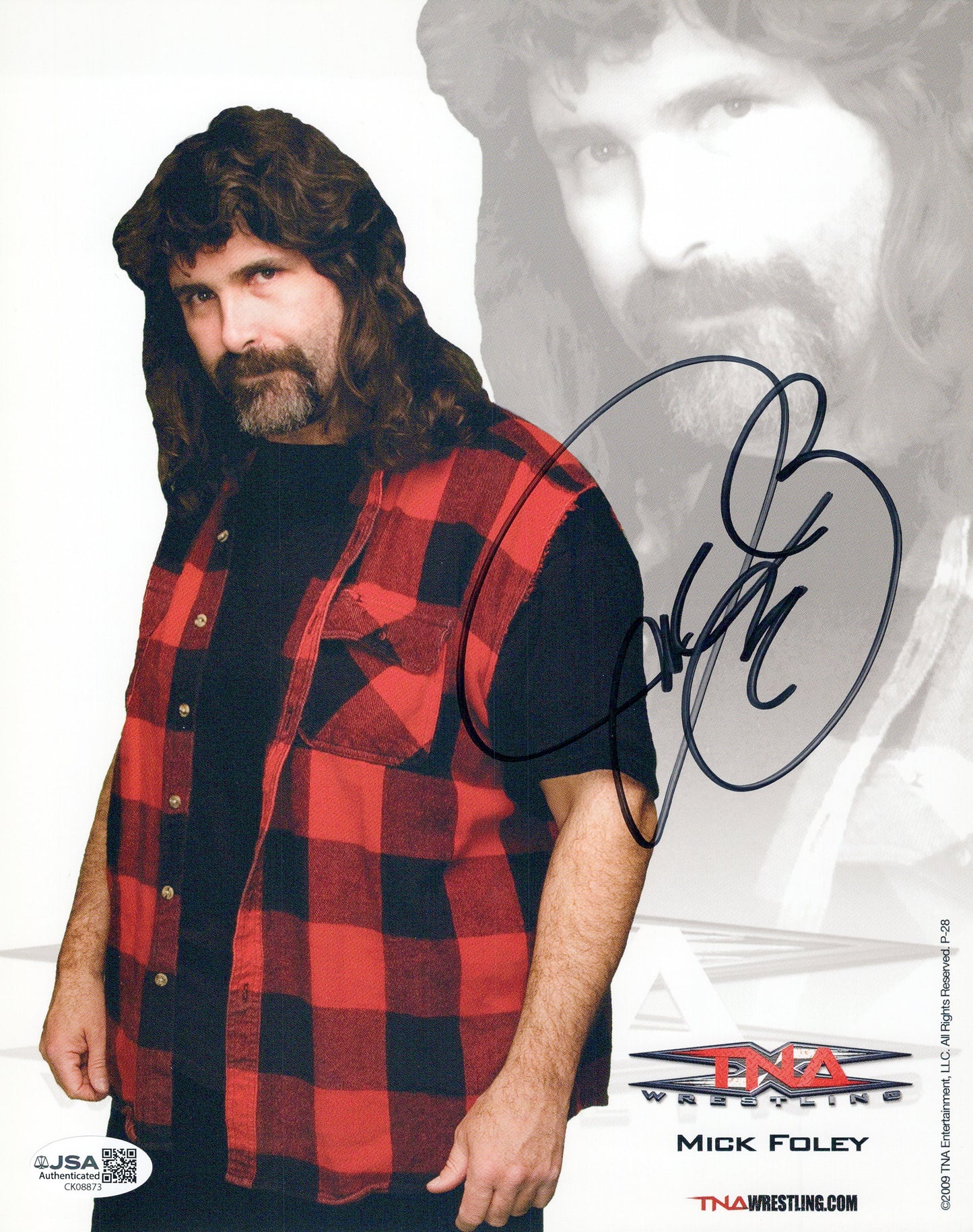 Mankind Cactus Jack 8x10 JSA COA Mick Foley Dude Love signed auto autographed TNA