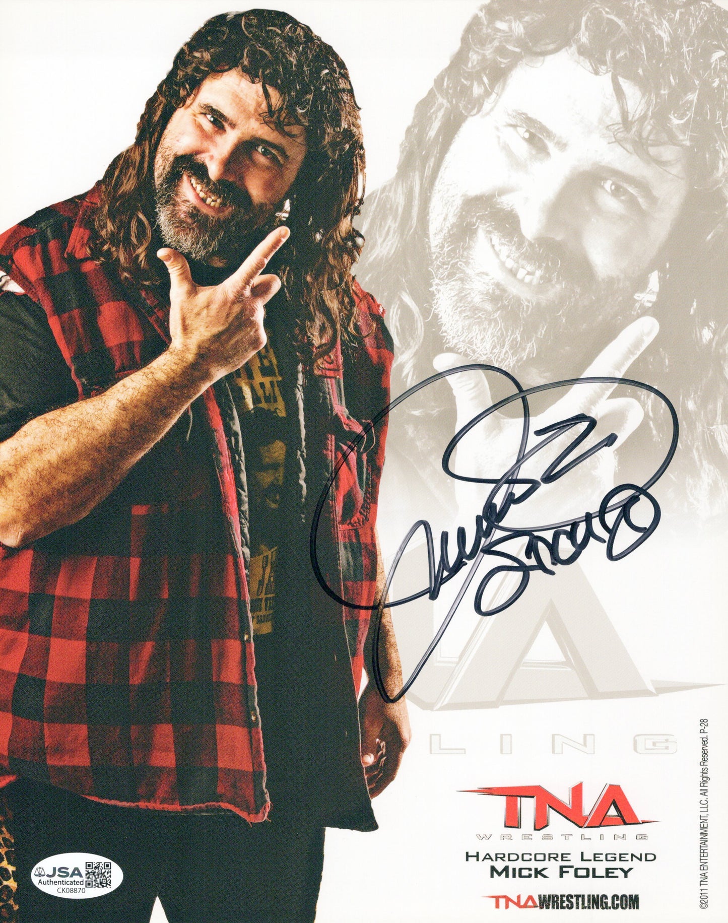 Mankind Cactus Jack 8x10 JSA COA Mick Foley Dude Love signed auto autographed TNA