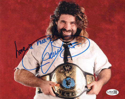 Mankind 8x10 JSA COA Mick Foley Dude Love signed auto autographed WCW WWE WWF