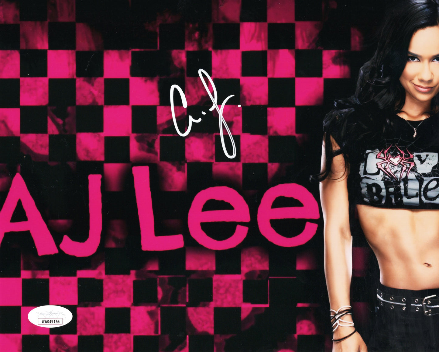 AJ Lee (metallic 8x10) Autograph signed Photo jsa WWE funhouse Sexy auto