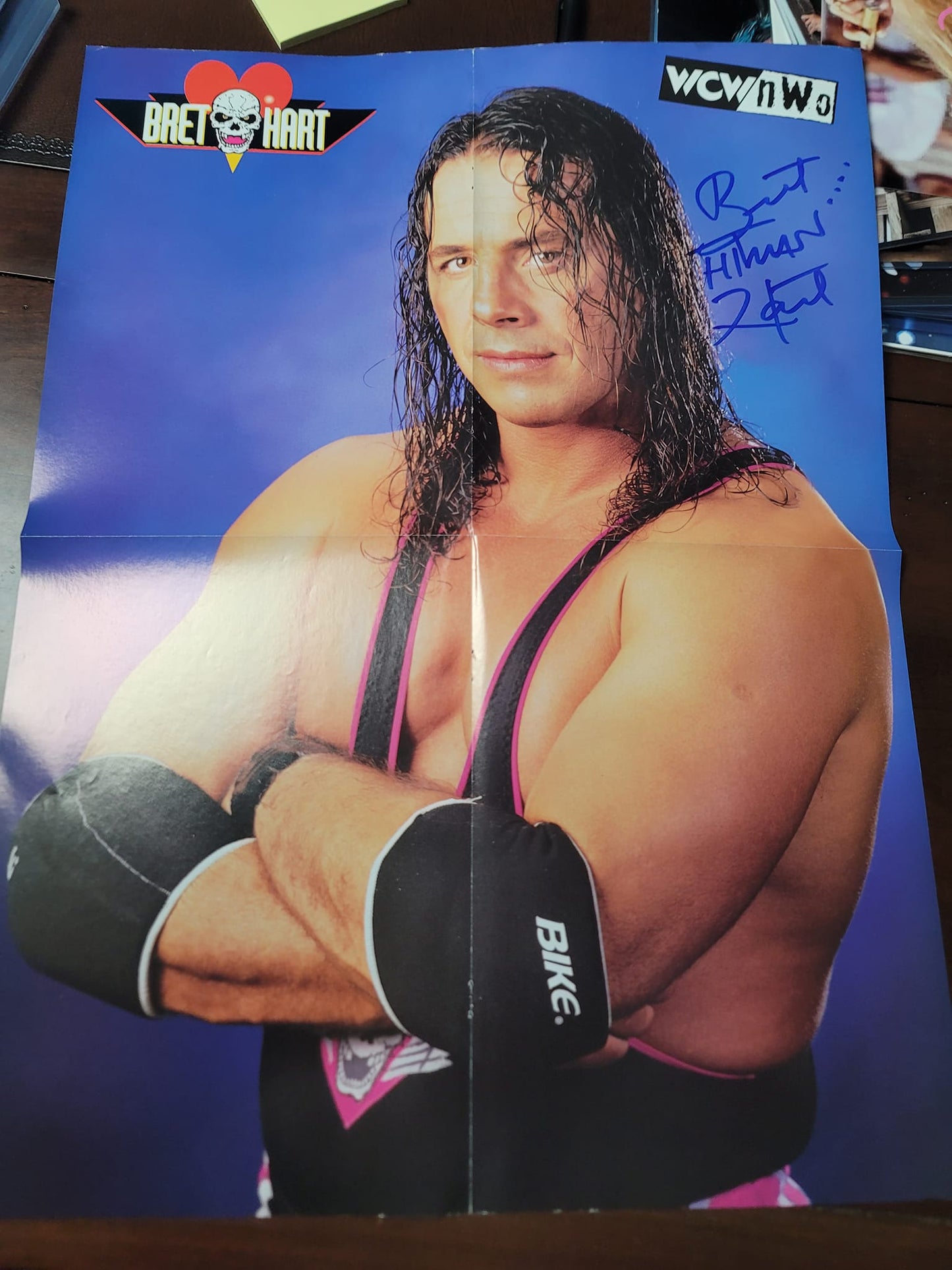 Bret Hart Hitman WCW  (magazine poster) signed auto autographed