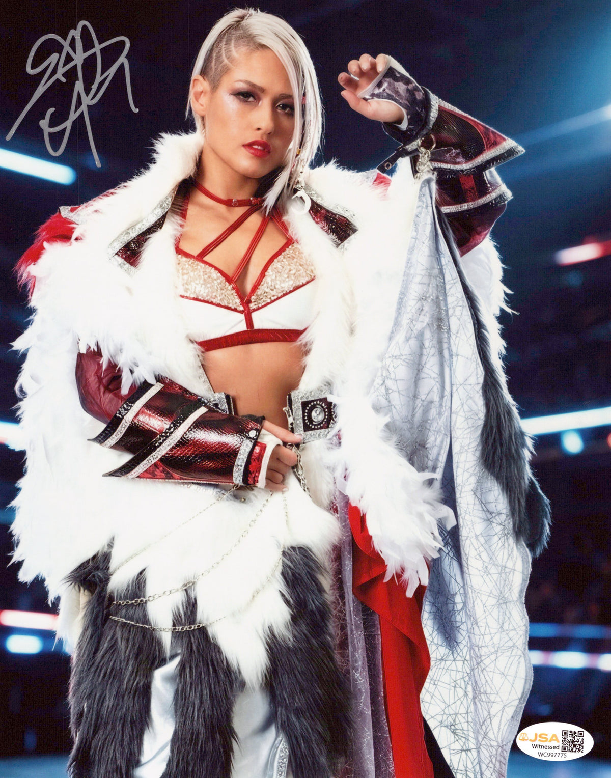 Giulia (metallic 8x10 photo) JSA COA FUNHOUSE METALLIC WWE autographed