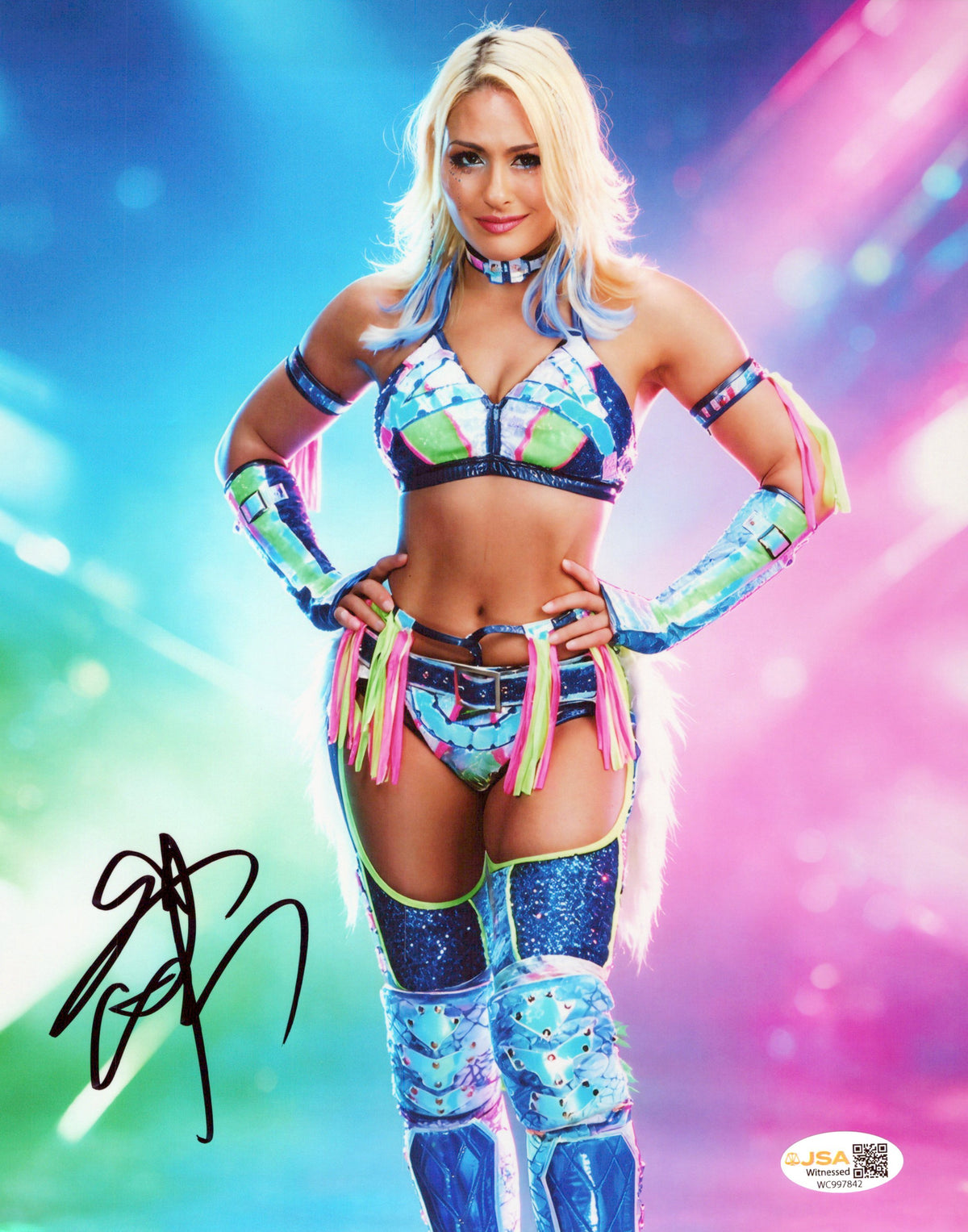 Giulia (metallic 8x10 photo) JSA COA FUNHOUSE METALLIC WWE autographed