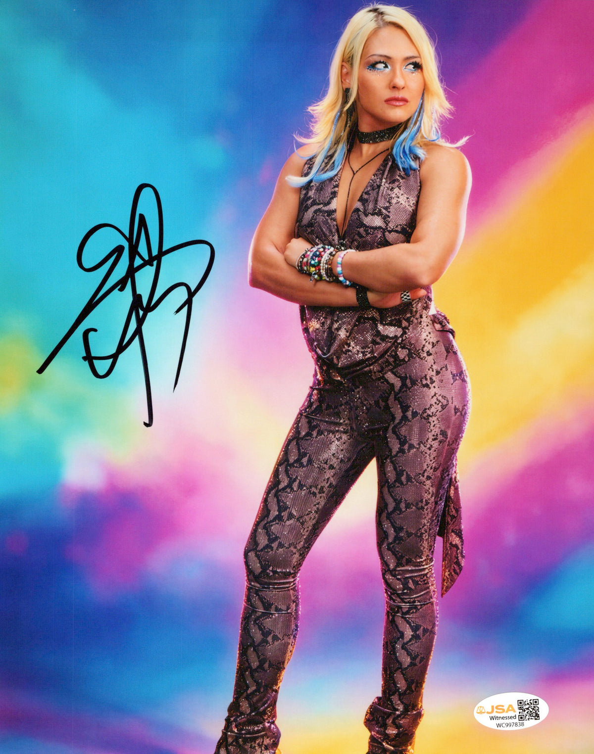 Giulia (metallic 8x10 photo) JSA COA FUNHOUSE METALLIC WWE autographed