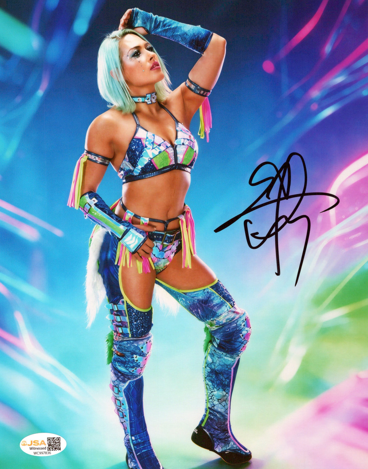 Giulia (metallic 8x10 photo) JSA COA FUNHOUSE METALLIC WWE autographed