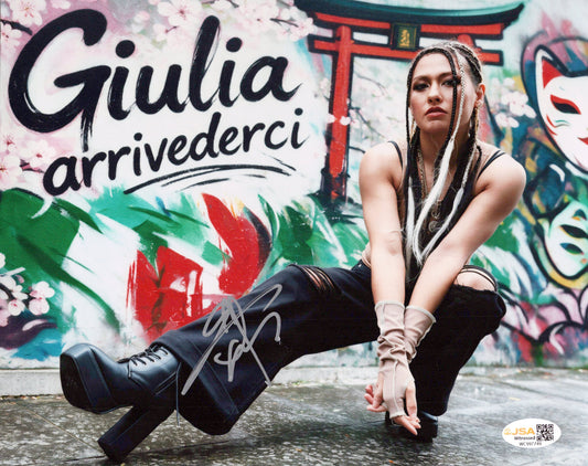 Giulia (metallic 8x10 photo) JSA COA FUNHOUSE METALLIC WWE autographed