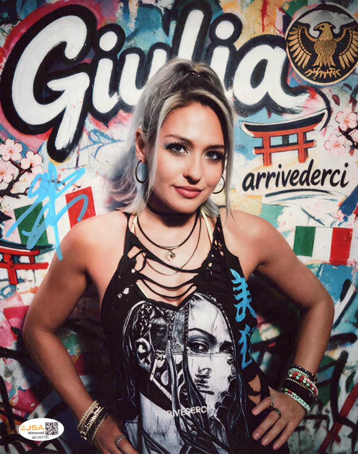 Giulia (metallic 8x10 photo) JSA COA FUNHOUSE METALLIC WWE autographed