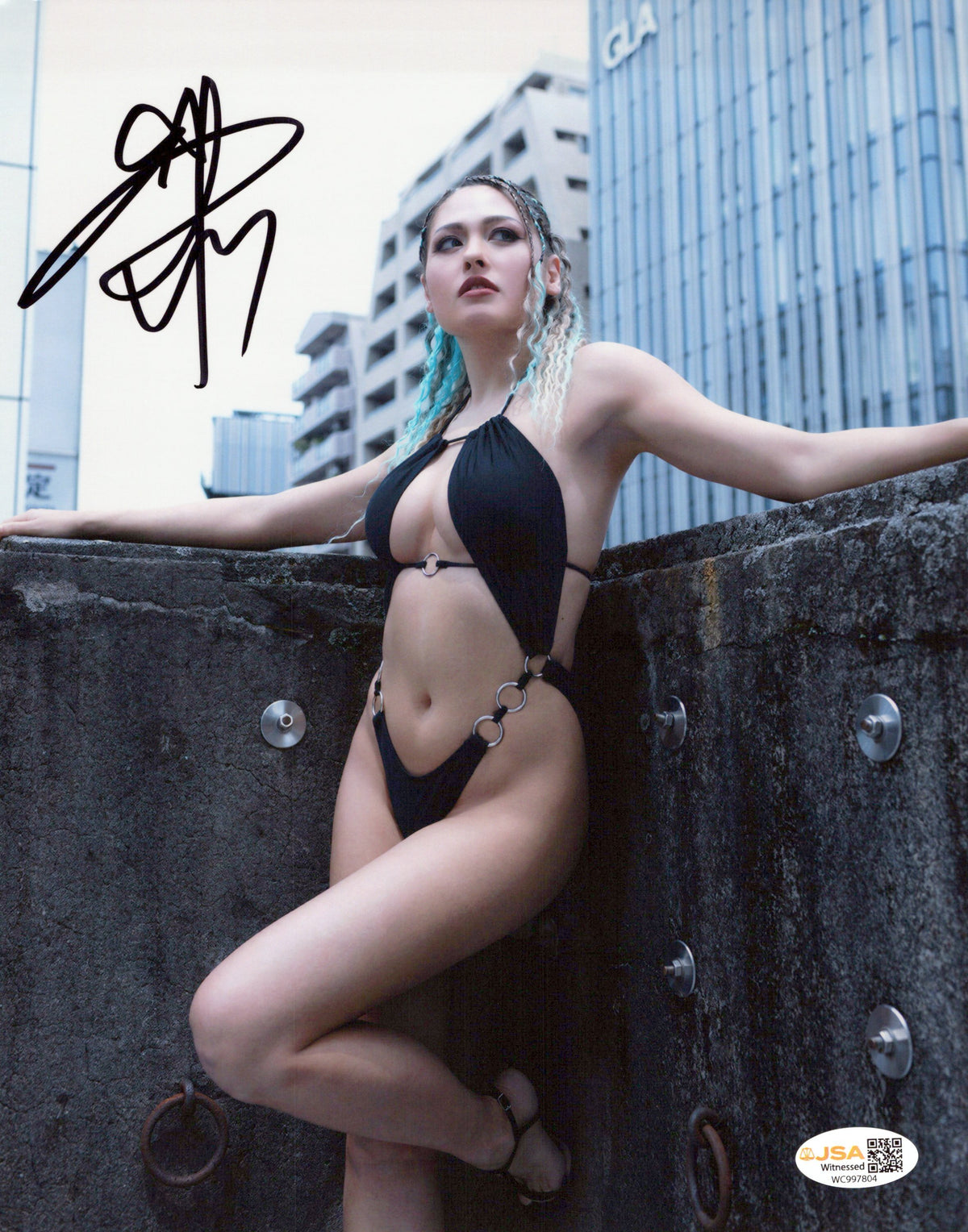 Giulia (metallic 8x10 photo) JSA COA FUNHOUSE METALLIC WWE autographed