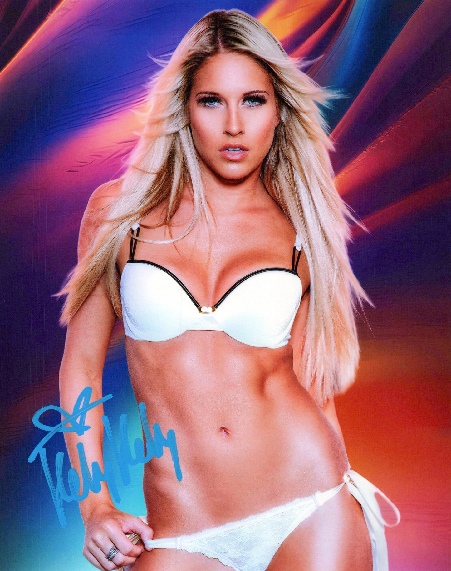 Kelly Kelly Barbie Blank (FUNHOUSE METALLIC 8x10) photo WWF photo signed autographed