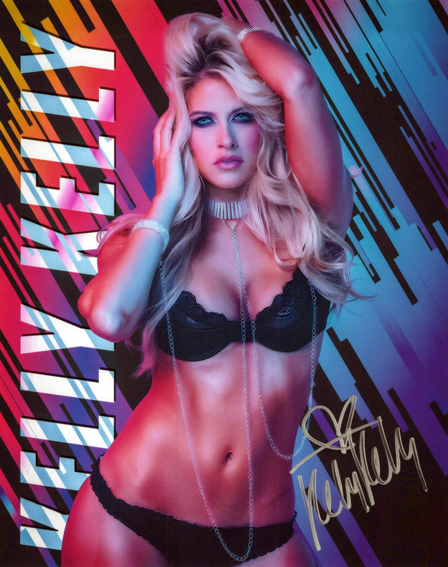 Kelly Kelly Barbie Blank (FUNHOUSE METALLIC 8x10) photo WWF photo signed autographed