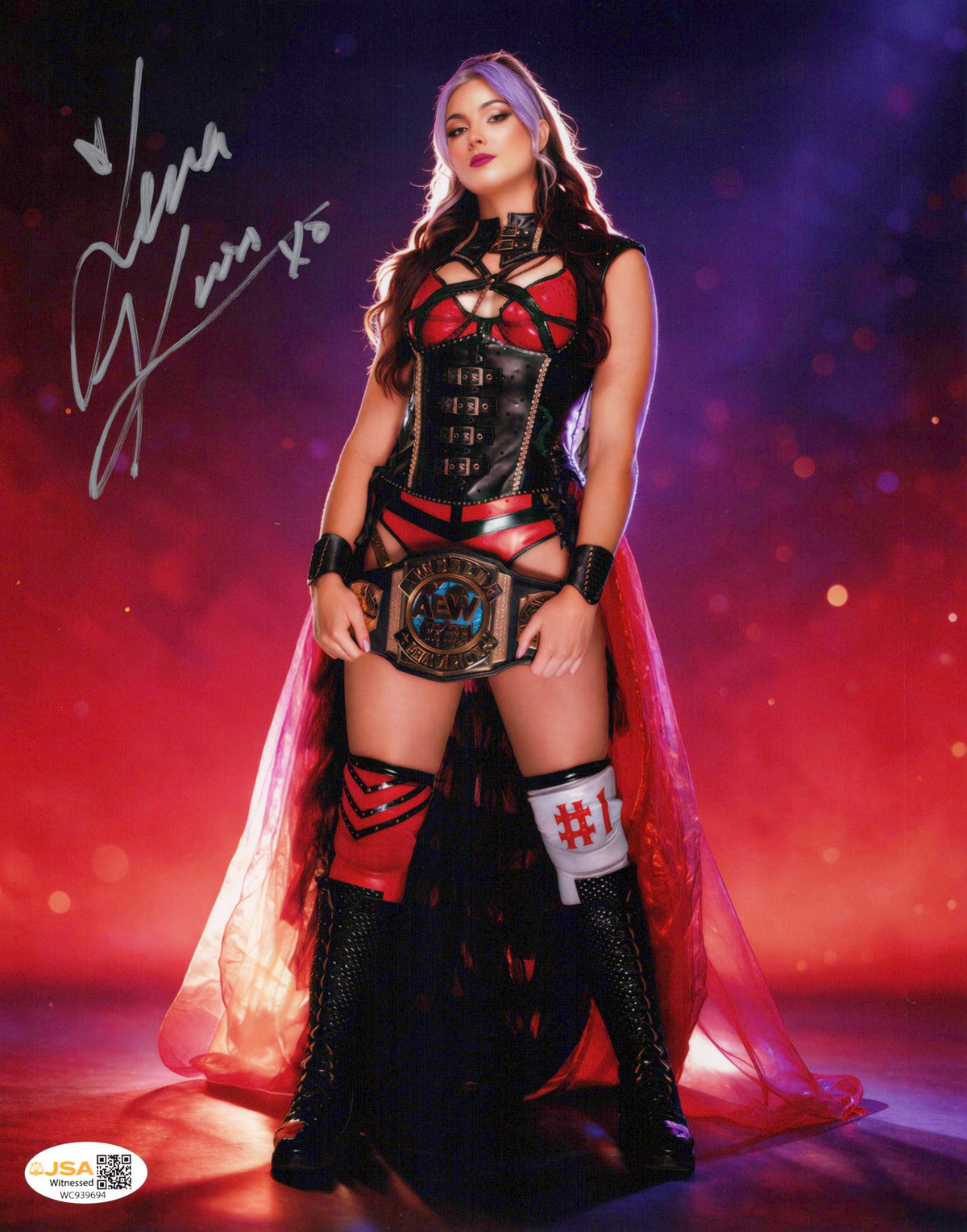 Lena Kross (metallic 8x10 photo) FUNHOUSE JSA COA AEW autographed