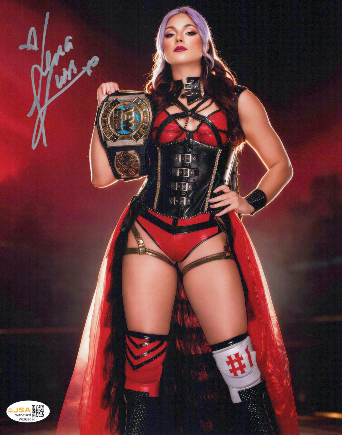 Lena Kross (metallic 8x10 photo) FUNHOUSE JSA COA AEW autographed
