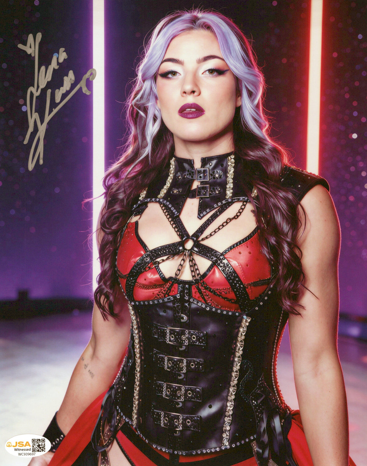 Lena Kross (metallic 8x10 photo) FUNHOUSE JSA COA AEW autographed