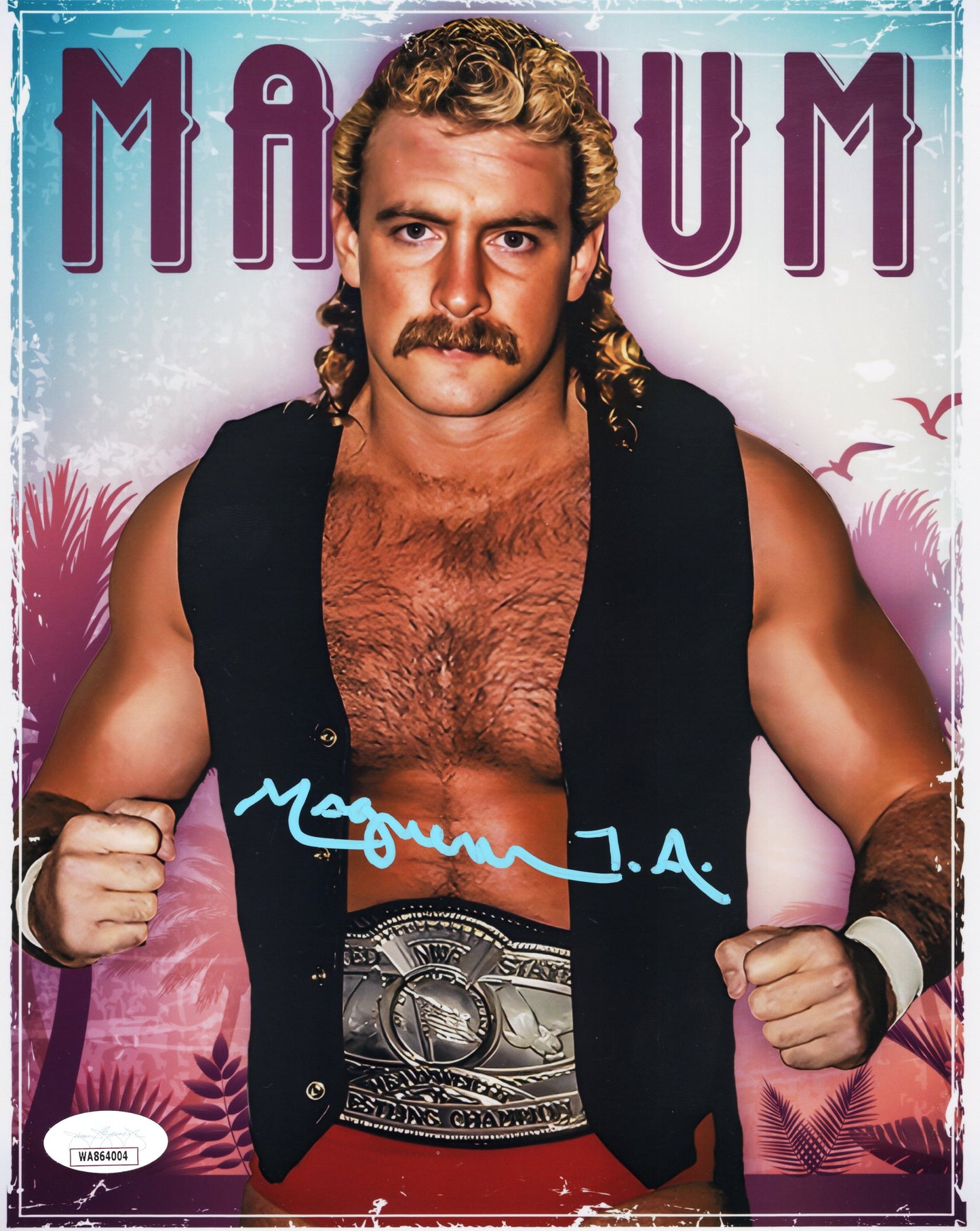 Magnum T.A. TA jsa funhouse (metallic 8x10) photo signed auto autographed NWA WCW