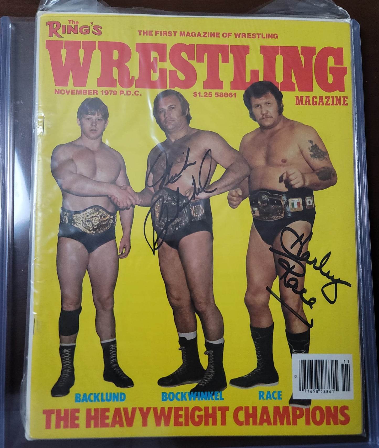 Harley Race Nick Bockwinkel signed (full magazine) signed auto autographed NWA