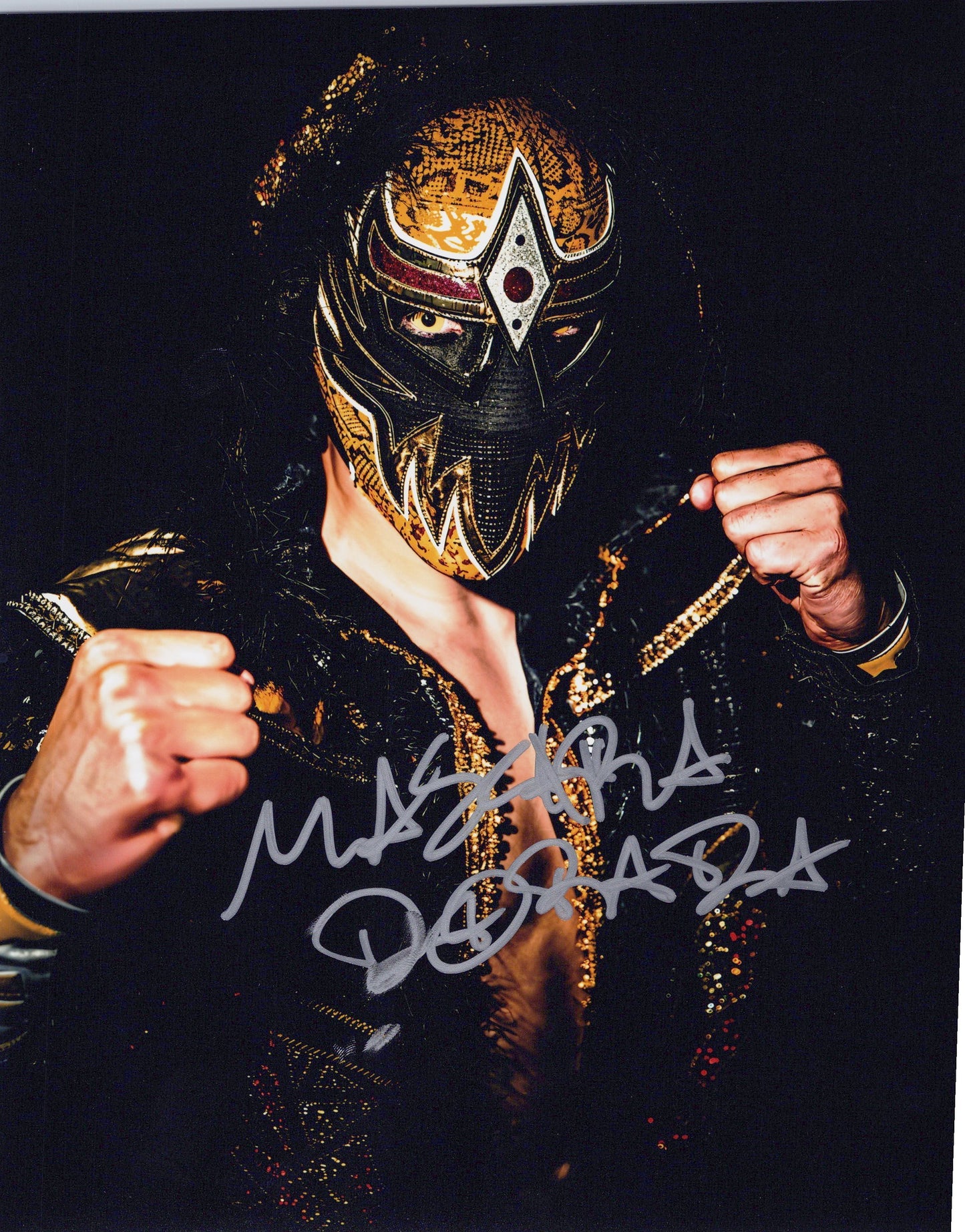 Máscara Dorada Gran Metalik (8x10 photo) JSA COA signed auto autographed AEW TNA