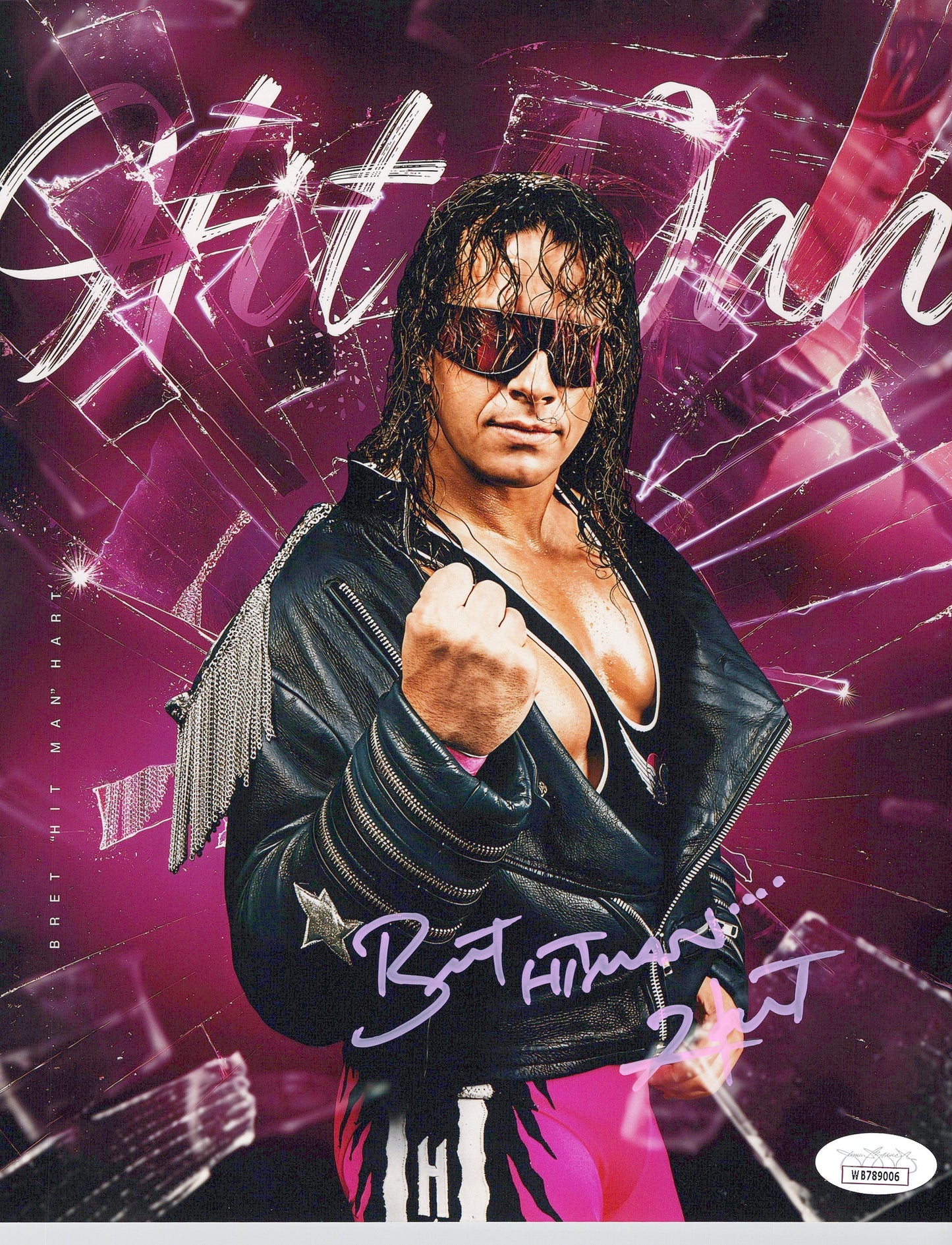 Bret Hart (8x10 Metallic) JSA COA WWF WCW photo signed auto