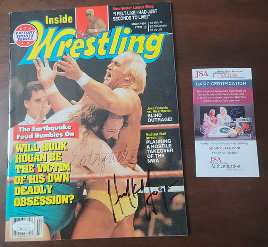 Earthquake and Hulk Hogan (full magazine) jsa  cover signed auto autographed