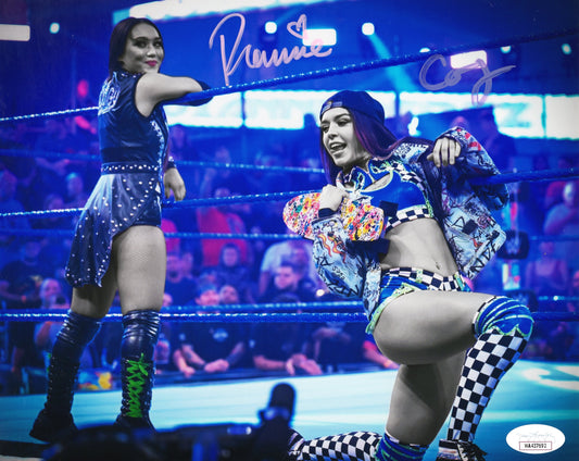 Roxanne Perez & Cora Jade (metallic 8x10) JSA WWE NXT signed autographed