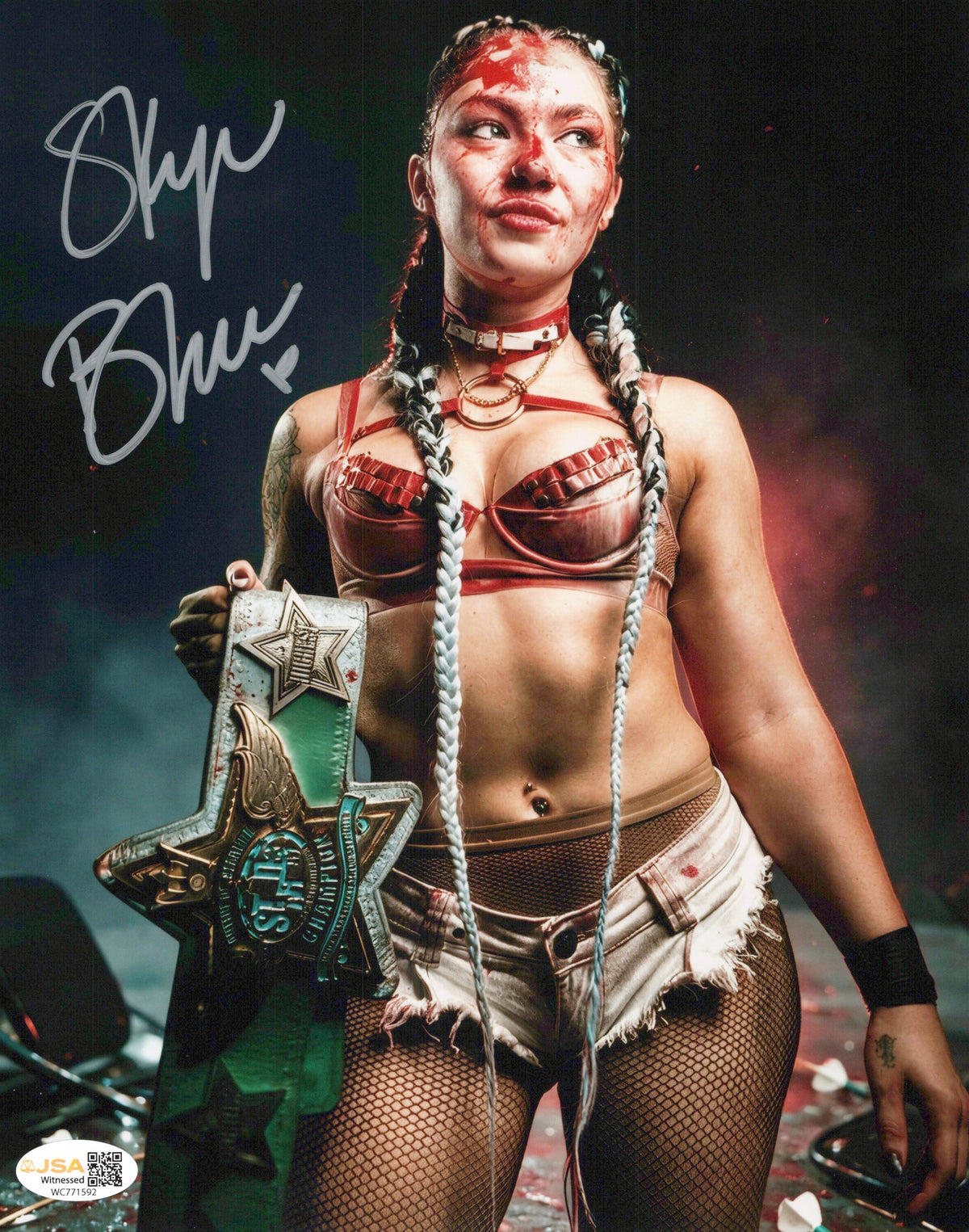 Skye Blue (Metallic 8x10) AEW SEXY photo signed auto autographed JSA COA