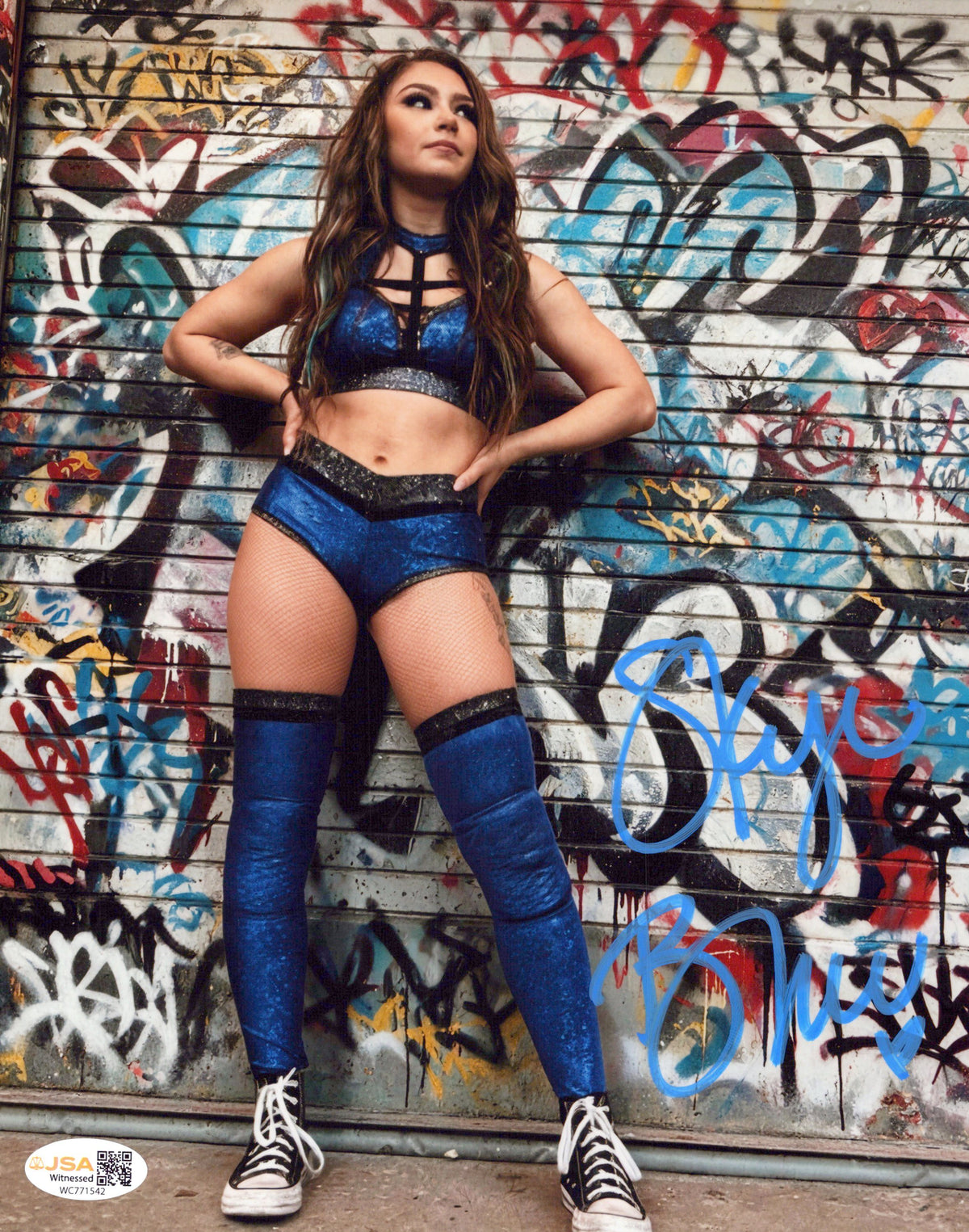 Skye Blue (Metallic 8x10) AEW SEXY photo signed auto autographed JSA COA