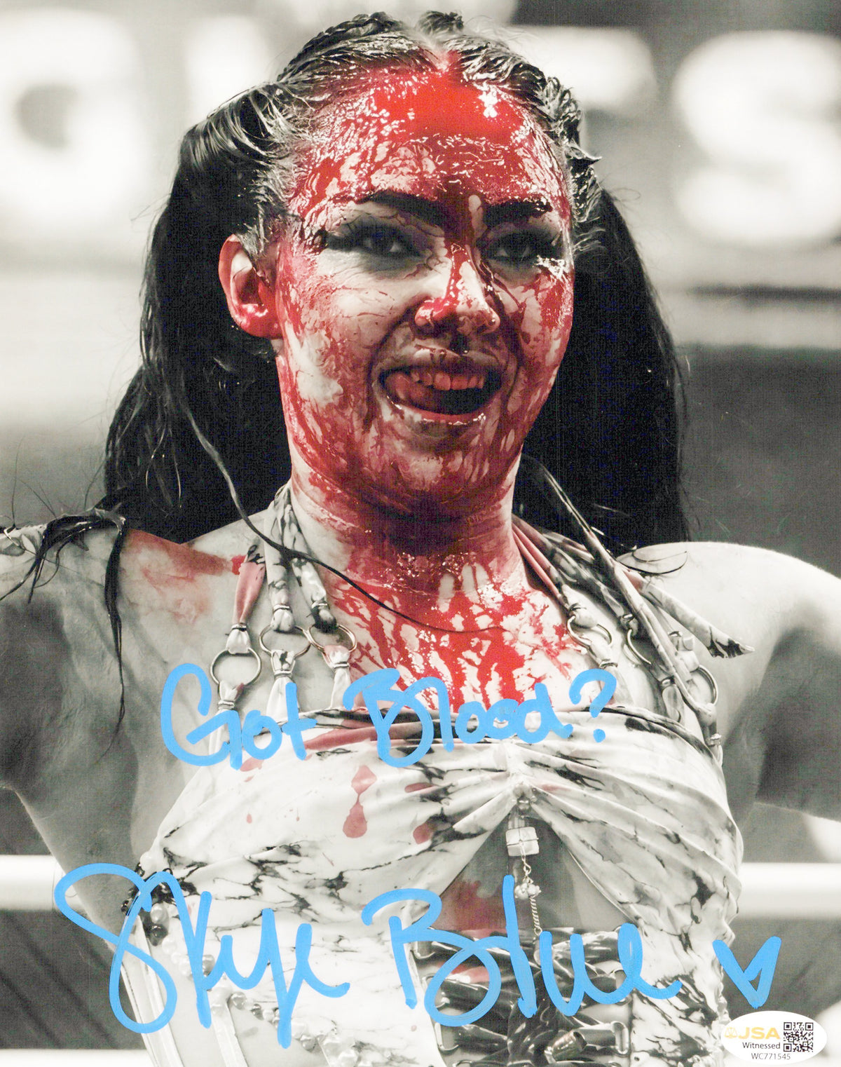 Skye Blue (Metallic 8x10) AEW SEXY photo signed auto autographed JSA COA inscribed