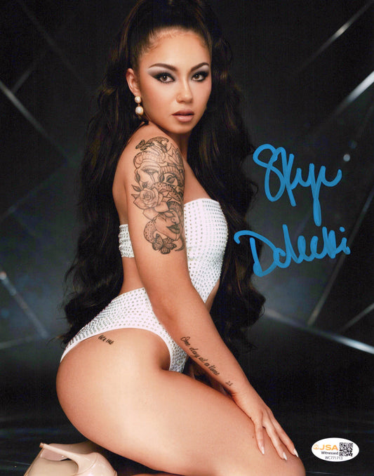 Skye Blue Skye Dolecki (Metallic 8x10) AEW SEXY photo signed auto autographed JSA COA