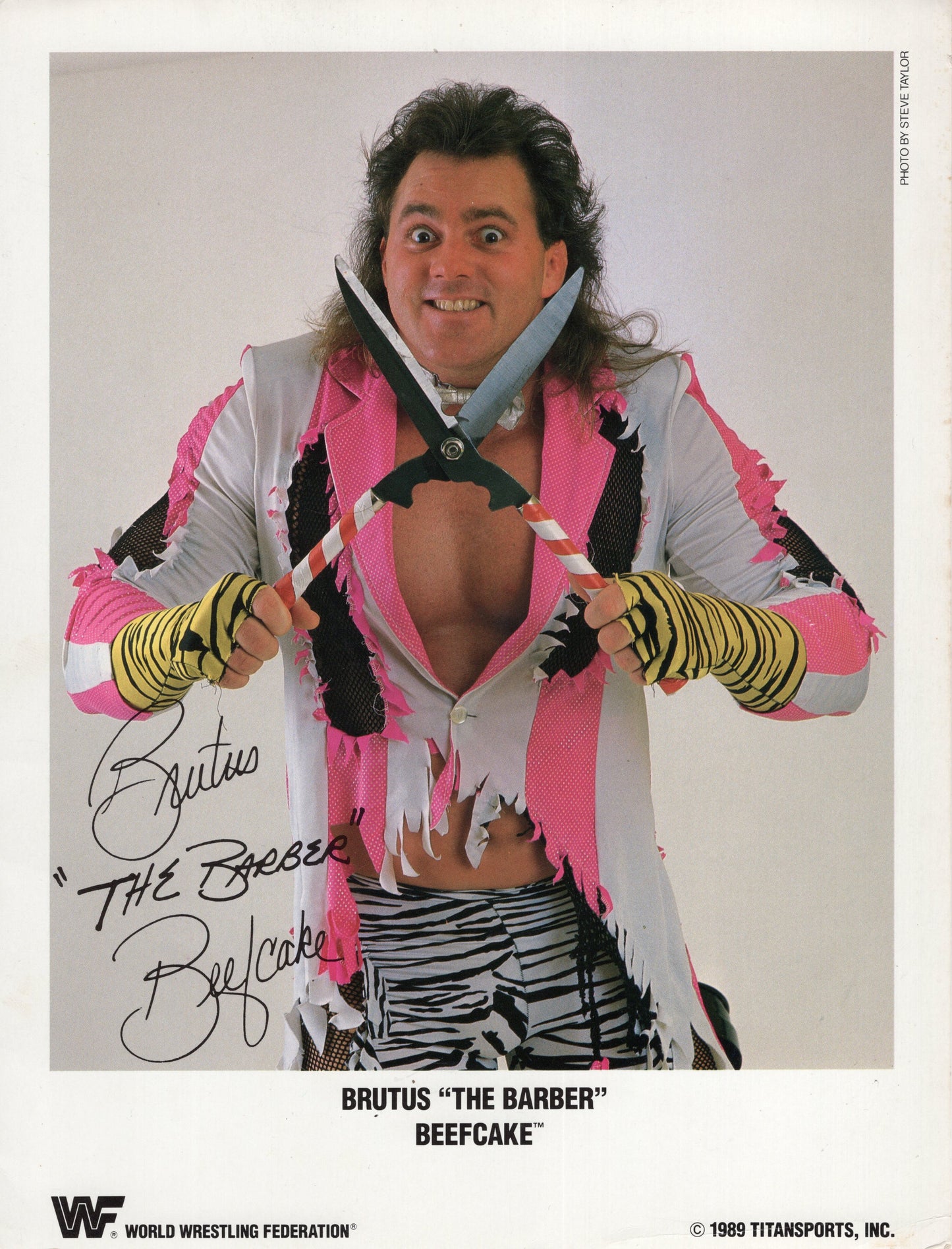Brutus "The Barber" Beefcake UNSIGNED Orig promo signed auto autographed WWF