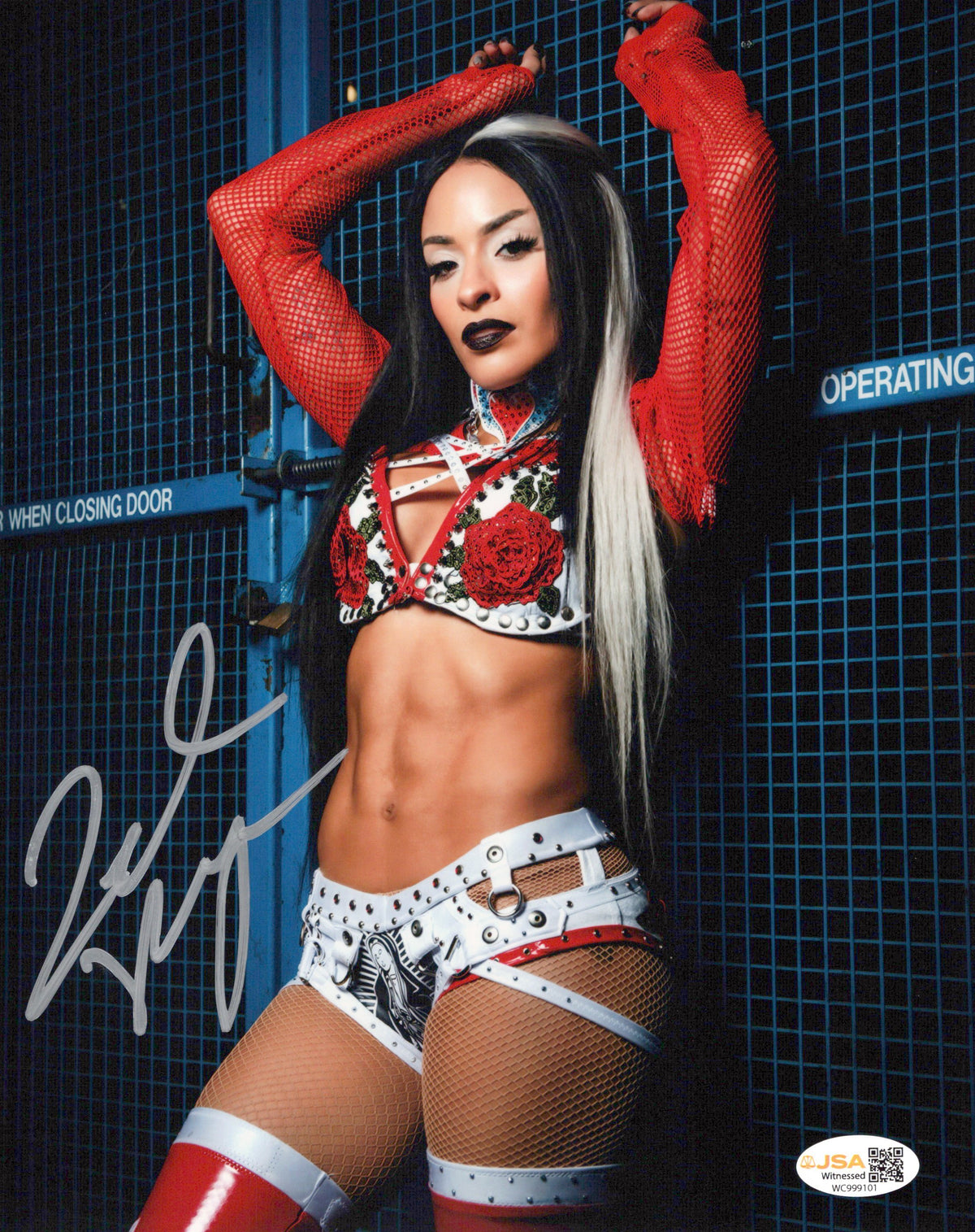 Zelina Vega Xenia Thea Trinidad (metallic 8x10 photo) JSA COA FUNHOUSE WWE autographed