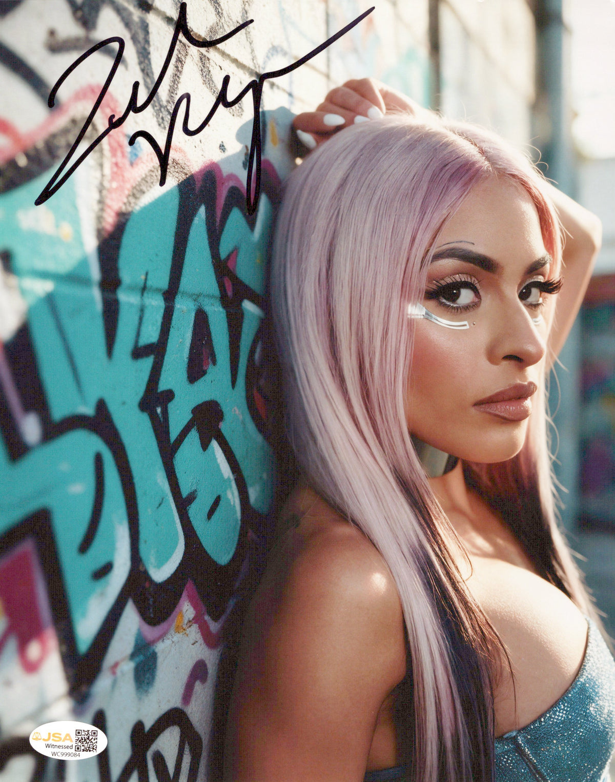 Zelina Vega Xenia Thea Trinidad (metallic 8x10 photo) JSA COA FUNHOUSE WWE autographed