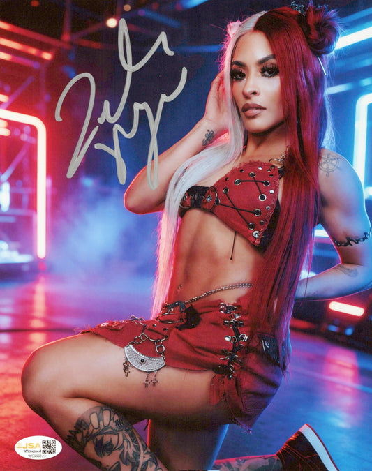 Zelina Vega Xenia Thea Trinidad (metallic 8x10 photo) JSA COA FUNHOUSE WWE autographed