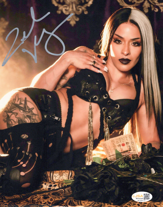 Zelina Vega Xenia Thea Trinidad (metallic 8x10 photo) JSA COA FUNHOUSE WWE autographed