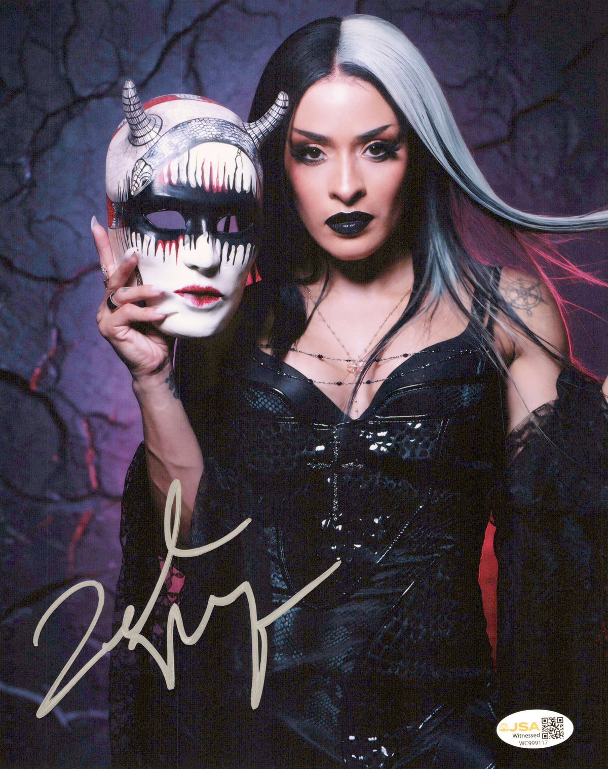 Zelina Vega Xenia Thea Trinidad (metallic 8x10 photo) JSA COA FUNHOUSE WWE autographed